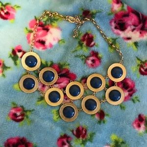 Blue and gold dot chunky necklace
